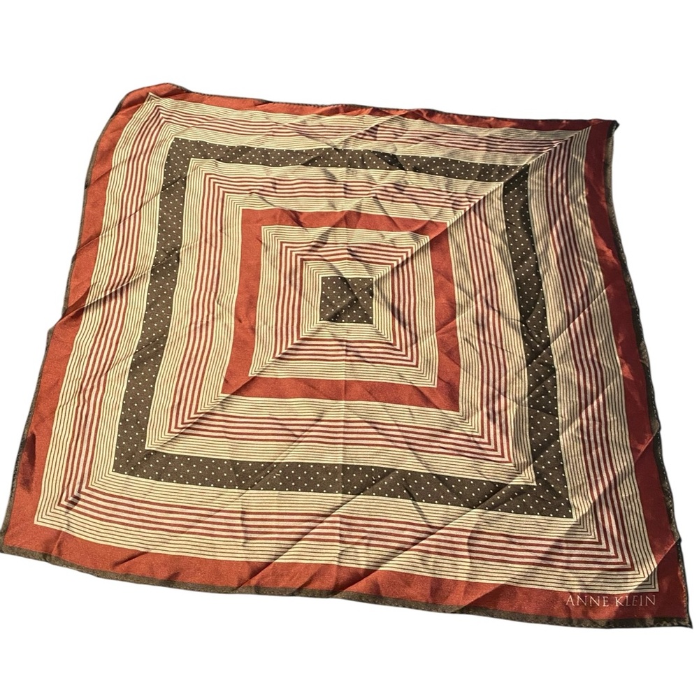 Anne Klein Striped Square Scarf in Red and Black